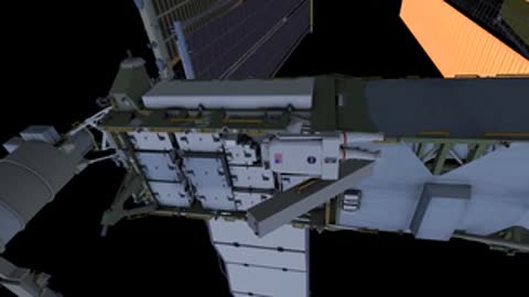 Astronaut silhouette working on exterior platform