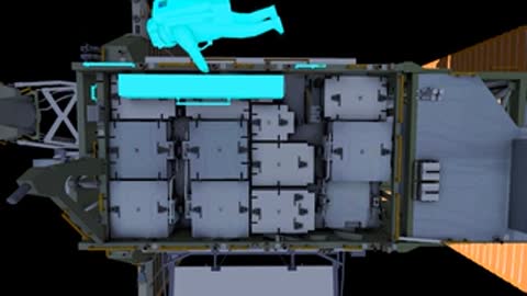 Top-down view of astronaut moving across ISS panels