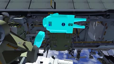 Detailed view of astronaut working on equipment