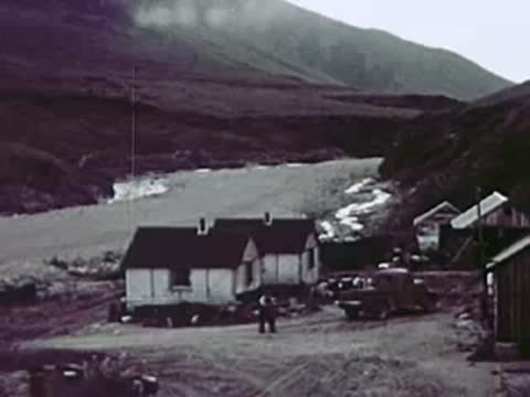Wooden houses and buildings in a remote mountainous settlement