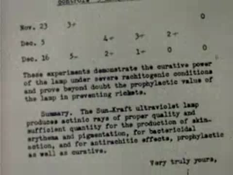 Typed scientific document with text and columns of numbers, 1940s.