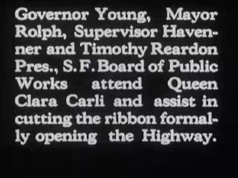 Title card announces officials attending to assist Queen Clara Carli in cutting ribbon.