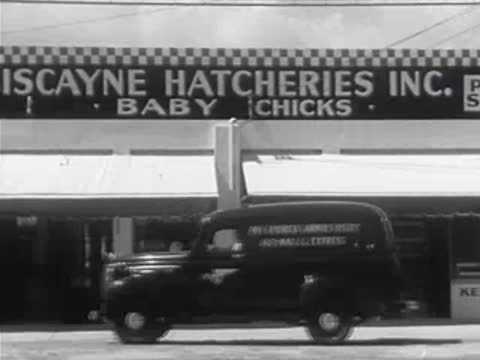 Biscayne Hatcheries Inc. building exterior with parked delivery van.