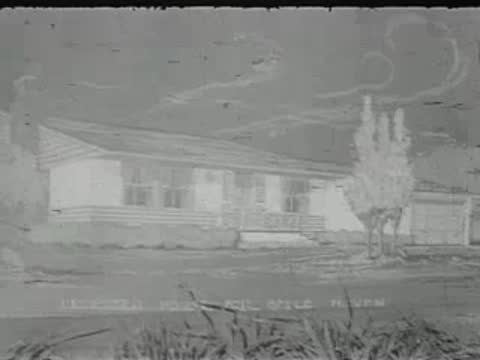 A transition fades from an architectural sketch of a house to a toddler playing indoors.
