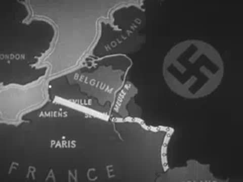 Animated map of Europe showing borders, nations, and Nazi swastika symbol.