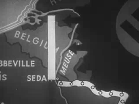 Close-up animated map of Belgium, France, and Sedan border region.