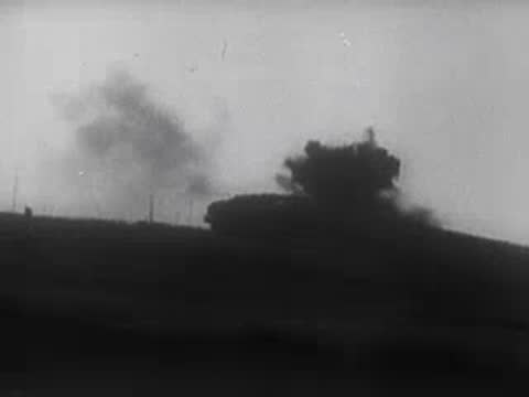 Explosion on a hilltop ridge, archive footage