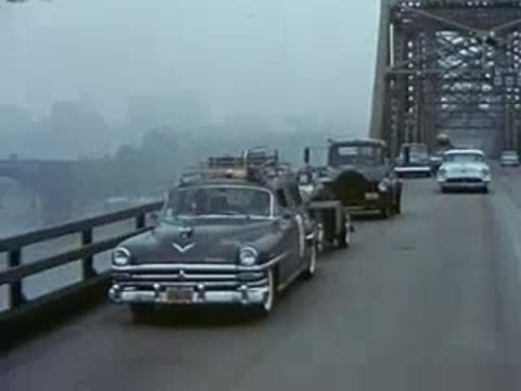 turner turnpike toll booth with vintage cars, 1950s travel