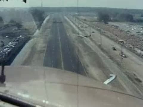 Aerial view approaching the drag strip from a low altitude.