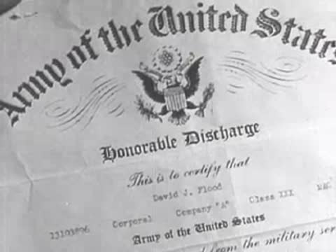 An Army of the United States Honorable Discharge certificate document displayed on screen.