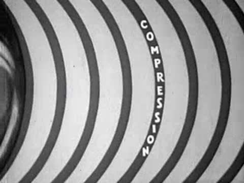 animation demonstrating compression in sound waves with label