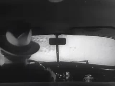 Interior view of a car driving on a sunny road.