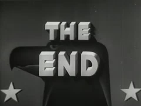 the end title card featuring graphic with stars and text