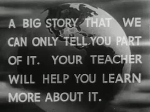 text scrolling across globe finishing statement about teacher helping learn more
