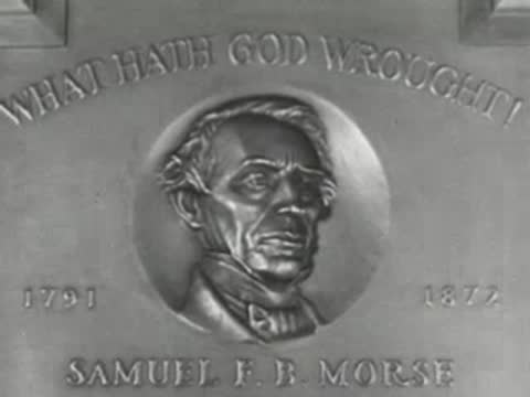 bronze relief portrait medallion of Samuel F. B. Morse with text inscription