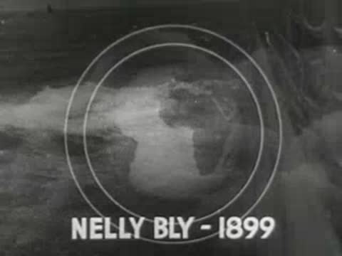 Animated spinning globe overlaid with archival text reference, historical milestone graphic