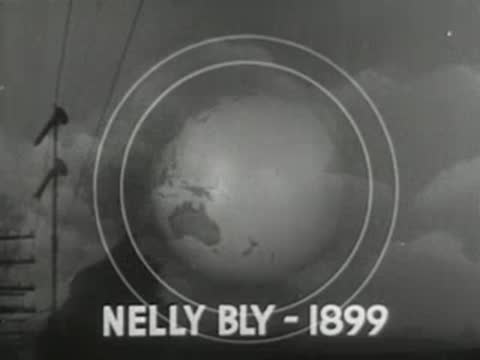 Animated spinning globe inside concentric circles with archival text reference, historical milestone graphic