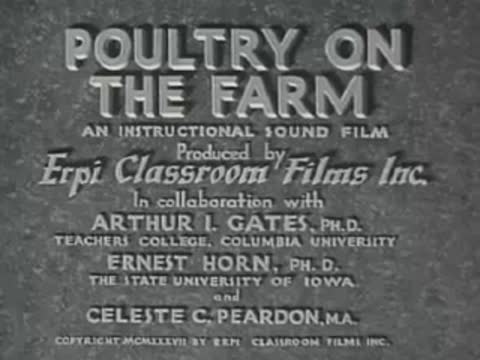 Title card for the 1937 educational film Poultry on the Farm by Erpi Classroom Films