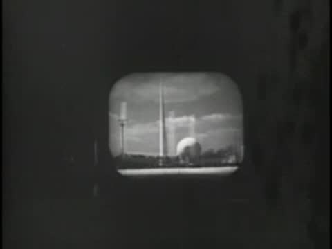 Historic television broadcast showing landmarks like the Washington Monument.