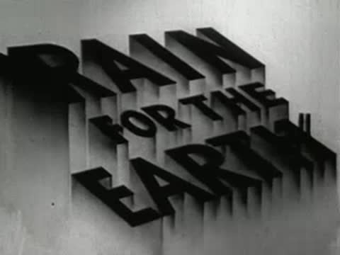 Animated 3D title text "Rain for the Earth", opening sequence.