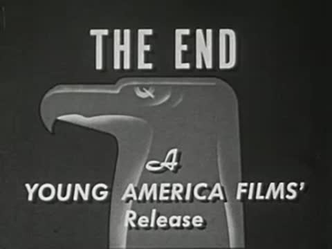 Title card reading THE END with an eagle graphic and text below