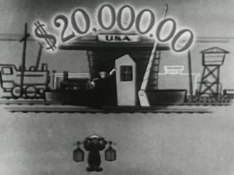 animated cartoon of a usa building with a dollar amount appearing above it