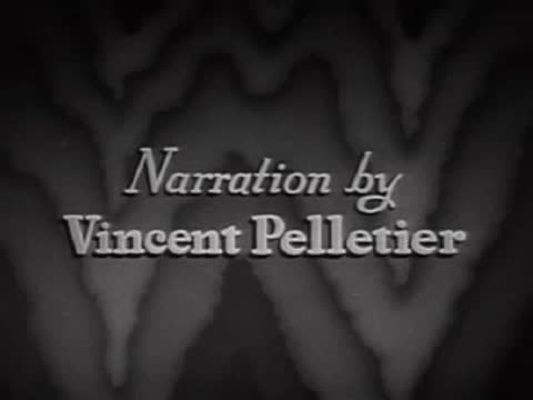 Credits card with narrator attribution, 1940s educational film