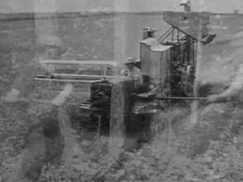 Industrial scenes of coal mining and a chemist working at a laboratory bench.
