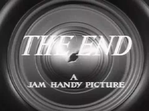 The end title card for a Jam Handy picture with concentric ring graphics.