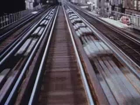 elevated railway tracks ahead from moving train