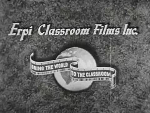Erpi Classroom Films Inc. logo with spinning globe and banner reading Bring the World to the Classroom.