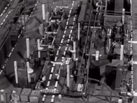 An aerial view showing machinery inside an industrial model.