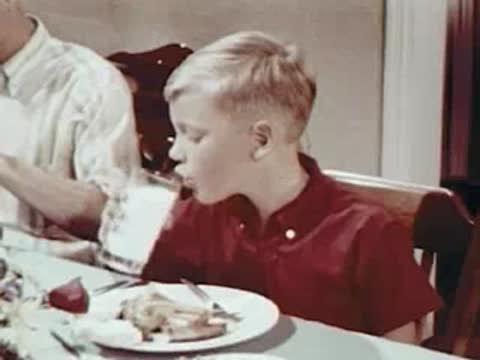 A composite of kids with a cow, a boy drinking milk, and a bed.
