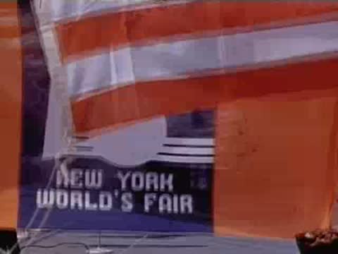 Waving New York World's Fair flag with emblem visible