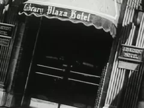 Entrance of Library Plaza Hotel, 1940s.