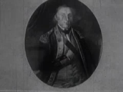 Circular portraits of historical military figures and officers in uniform.