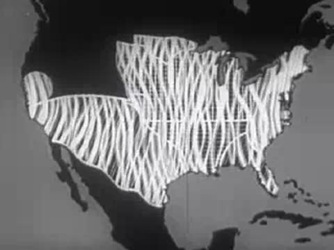 Animated map of the United States covered in crisscrossing vertical migration lines.