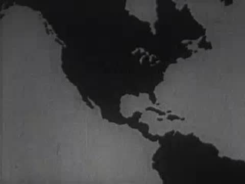 Map of North and South America on a dark background, geography animation