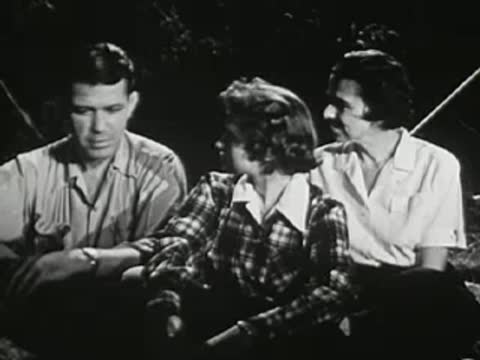 Group of people sitting by a campfire at night, engaged in conversation