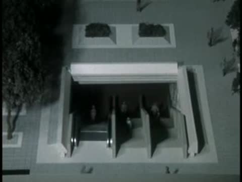 Model display of an outdoor escalator entrance