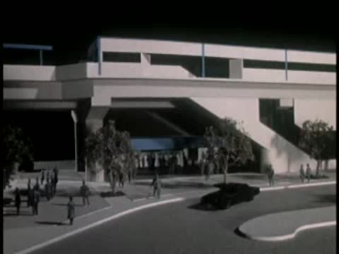 Model display of an elevated roadway and street below