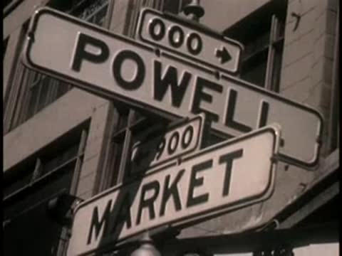 Close-up of Powell Street and Market street signs
