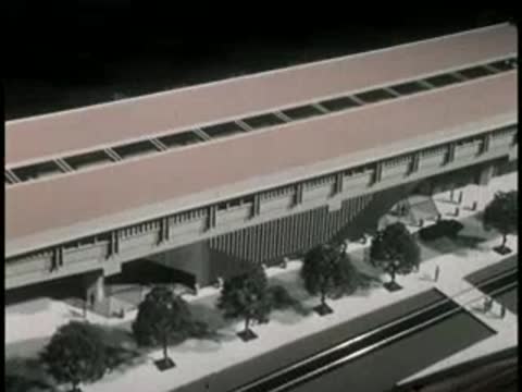 Architectural model of transit station and tracks