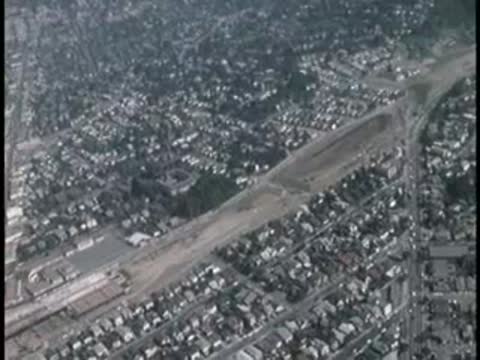 High aerial view of urban sprawl and highways