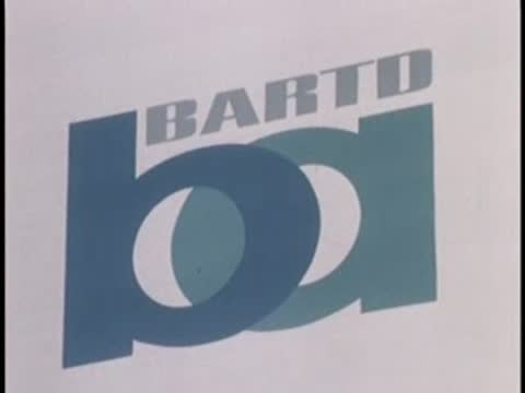 Graphic logo of the BARTD rapid transit system design.