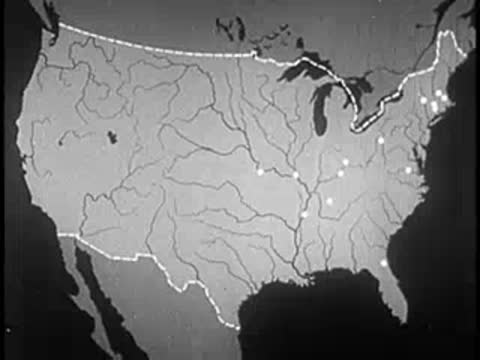 Animated map of the United States showing river systems and expanding settlement points