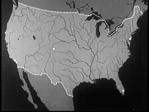 Animated map of the United States showing shipping routes and destinations.