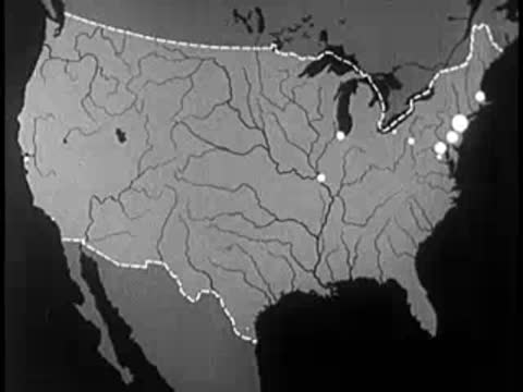 Animated map of the United States with growing glowing geographic dots.