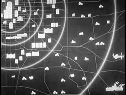 Animated map showing spreading urban development rings outwards from center