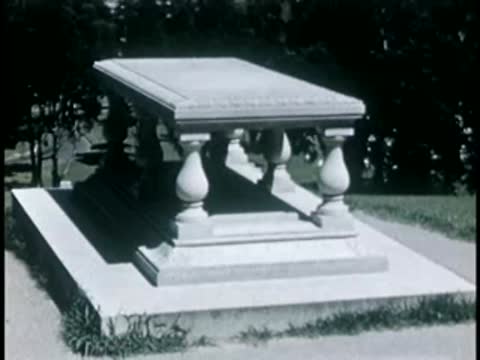 Static medium shot of the Tomb of the Unknown Soldier monument, 1940s.